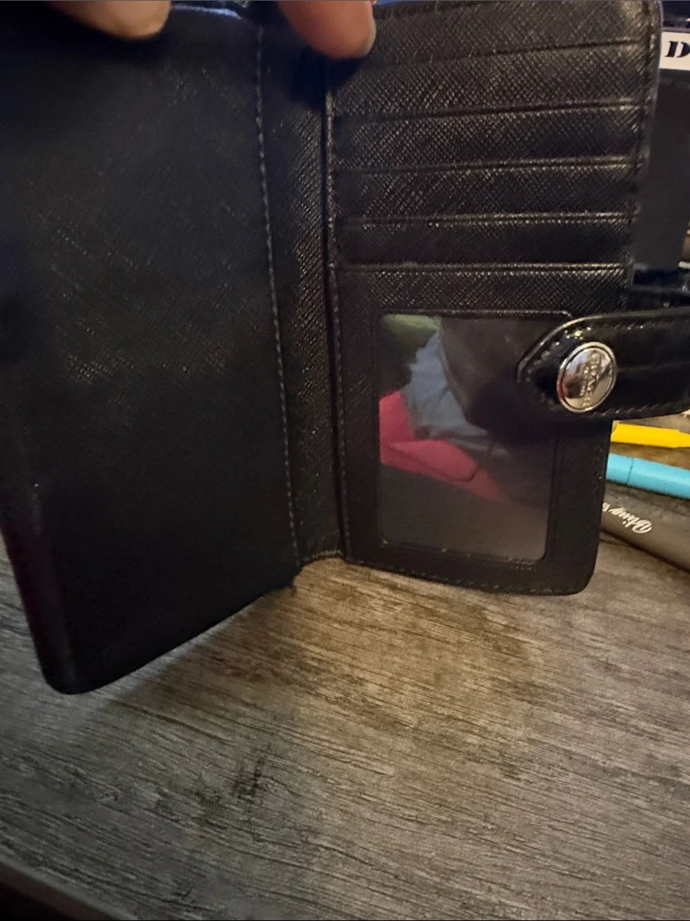 Coach Black Signature Canvas Wallet Phone Case with Logo Snap